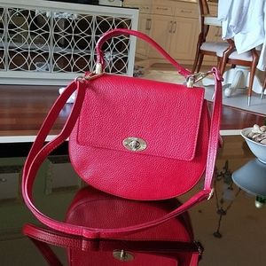Red leather cross body bag made in Italy